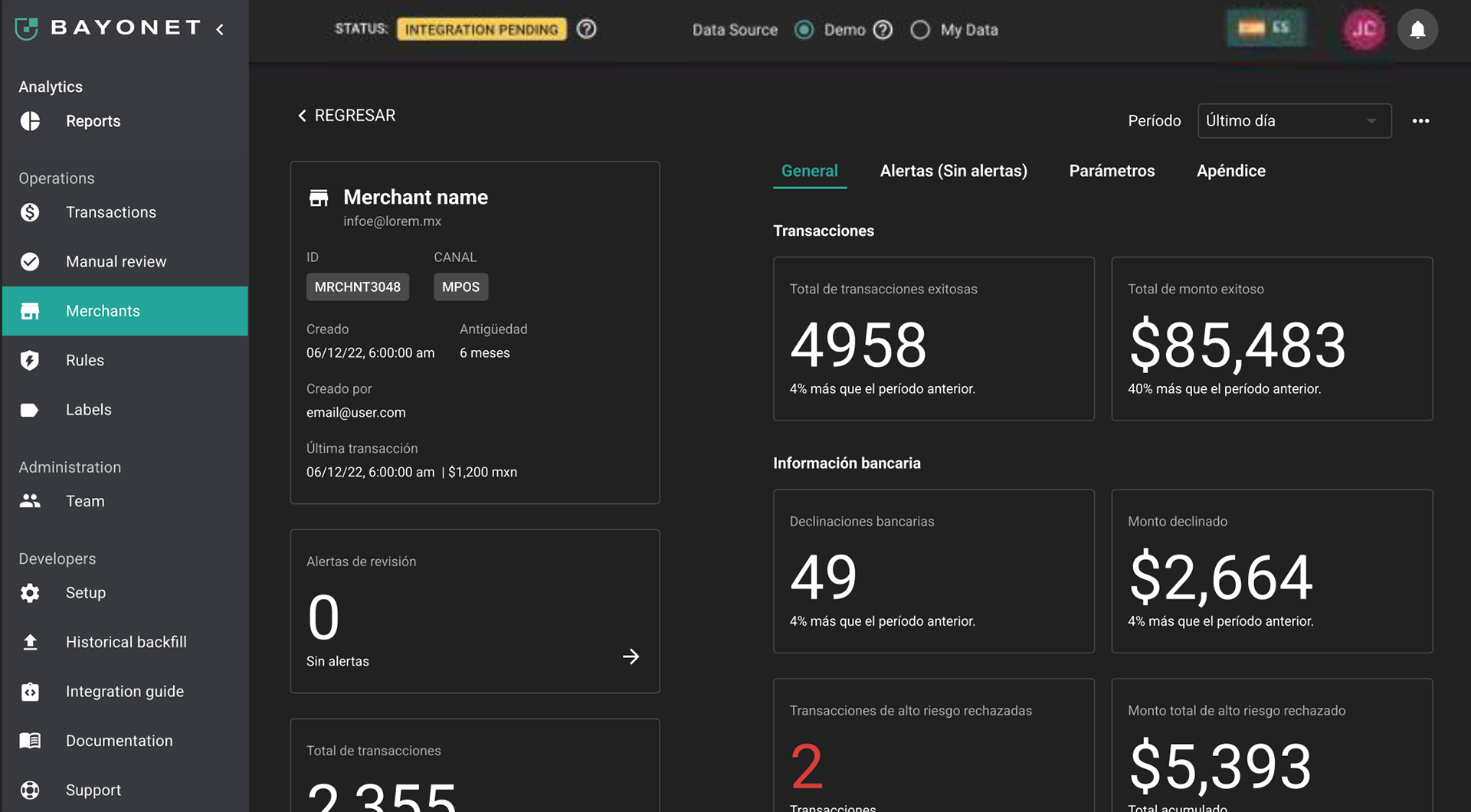 Bayonet Dashboard — Risk & fraud analysis UX — visual 5